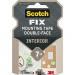 A photo of 3M Glue Dots Scotch Permanent Double Sided Foam Mounting Tape shows a roll of 19mm wide tape with a length of 1.5m, colored white and labeled Permanent Double Sided Foam Mounting Tape. The brand name, 3M, is prominent on the packaging. The tape itself appears to have a slightly spongy texture with adhesive on both sides.