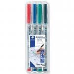 Staedtler Non- Permanent OHP Marker Medium 1.0mm line width Felt tip Assorted [Pack 4] 169381