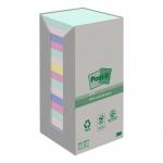 Post-it® Recycled Notes, Assorted Colours, 76 mm x 76 mm, 100 Sheets/Pad, 16 Pads/Pack 654-1RPTN 169422