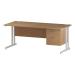 Trexus Rectangular Desk White Cantilever Leg 1600x800mm Fixed Pedestal 2 Drawers Oak Ref I002663