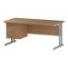 Trexus Rectangular Desk Silver Cantilever Leg 1600x800mm Fixed Pedestal 3 Drawers Oak Ref I002667
