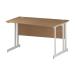 Trexus Wave Desk Right Hand White Cantilever Leg 1400mm Oak Ref I002794