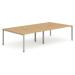 Trexus Bench Desk 4 Person Back to Back Configuration Silver Leg 2400x1600mm Beech Ref BE187