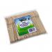 The image displays a pack of 100 Robinson Young disposable natural birchwood forks, each one biodegradable. The forks have a simple, yet elegant design and are made from sustainable materials. They are neatly packaged and ready for use.