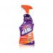 In this photo, you can see the Cillit Bang bathroom limescale cleaner from Reckitt Benckiser Group plc, specifically designed for washroom and toilet cleaning. The 1 litre bottle is clearly labeled with the product name and brand, and features a vibrant blue and green design. In the background, a clean and sparkling bathroom can be seen, showcasing the effectiveness of the product.