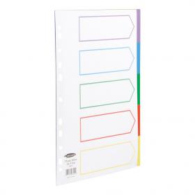 Concord Dividers 5-Part Polypropylene Reinforced Coloured-Tabs 120 Micron A4 White Ref 06801