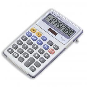 Sharp Desktop Calculator 10 Digit 4 Key Memory Battery/Solar Power 108x15x170mm White Ref EL334FB