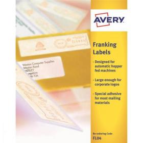 Avery Auto Franking Labels 1 per Sheet 140x38mm White Ref FL04 1000 Labels 204036