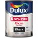 Dulux Non Drip Gloss Paint For Wood And Metal - Black 750 Ml 214155