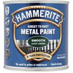 Hammerite Paint Direct To Rust Exterior Smooth Gloss Dark Green 1 x 250ml Tin 214957