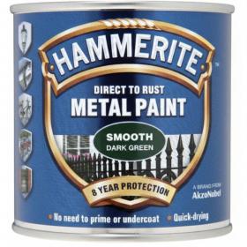 Hammerite Paint Direct To Rust Exterior Smooth Gloss Dark Green 1 x 250ml Tin 214957