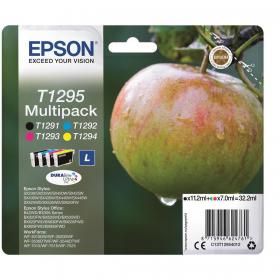 Epson T1295 InkCartApple L PageLife 380ppBlk/445ppCyan/330ppMag/545ppYell 7ml Ref C13T12954012 Pack of 4 216494