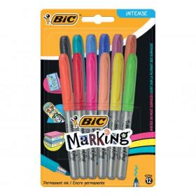 BIC Permanent Markers Colour Collection Non-toxic Fine Tip 1.8mm 0.8mm Line Assorted Ref 943163 Pack of 12 228746