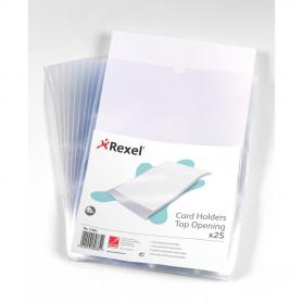 Rexel Clear Card Holder Polypropylene Wipe-clean Top-opening A4 Ref 12092 Pack of 25 243958