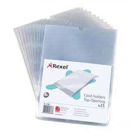 Rexel Clear Card Holder Polypropylene Wipe-clean Top-opening A5 Ref 12093 Pack of 25 243966
