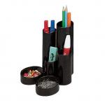 Desk Tidy with 6 Variable Sized Compartment Tubes Black 244600