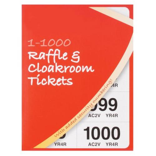Cloakroom Or Raffle Tickets Numbered 1 1000 Assorted Colours Crt1000