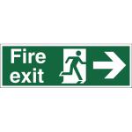 Stewart Superior Fire Exit Sign Man and Arrow Right W450xH150mm Self-adhesive Vinyl Ref SP121SAV 256689