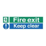 Stewart Superior Fire Exit Sign Keep Clear W450xH150mm Self-adhesive Vinyl Ref SP126SAV 256809
