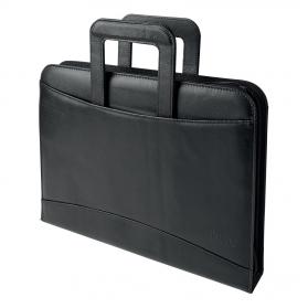 5 Star Office Zipped Conference Ring Binder with Handles Capacity 60mm Leather Look A4 Black 259634