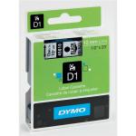 Dymo D1 Tape for Electronic Labelmakers 12mmx7m Black on Clear Ref 45010 S0720500 26030X