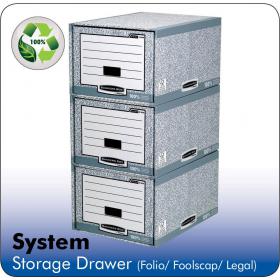 Bankers Box by Fellowes System Storage Drawer Stackable Grey/White FSC Ref 01820 Pack of 5 268079