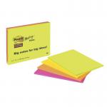 Post-it Super Sticky Meeting Notes Pads of 45 Sheets 200x149mm Bright Colours Ref 6845SSP [Pack 4] 270819