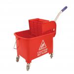 Mop Bucket Mobile Colour Coded with Handle 4 Castors 20 Litre Red 271958