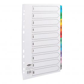 Concord Index 1-10 Multipunched Mylar-reinforced Multicolour-Tabs 150gsm Extra Wide A4+ White Ref CS97 276406