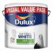 Dulux Silk Emulsion Paint 3L White Walls & Ceilings Wipable Finish 278630