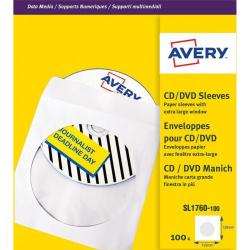 Cheap Stationery Supply of Avery CD/DVD Paper Sleeves with clear window 126x126mm White SL1760-100 Pack of 100 279880 Office Statationery