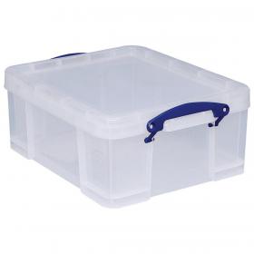 Really Useful Storage Box Plastic Lightweight Robust Stackable 18 Litre W390xD480xH200mm Clear Ref 18C 287064