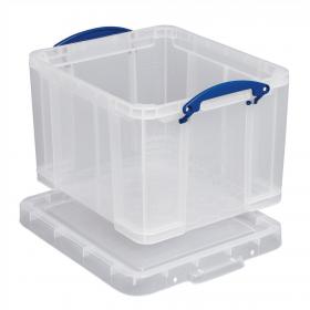 Really Useful Storage Box Plastic Lightweight Robust Stackable 35 Litre W390xD480xH310mm Clear Ref 35C 287072