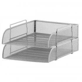 5 Star Office Mesh Letter Tray Scratch Resistant Stackable Front Load Portrait Foolscap Silver 287901