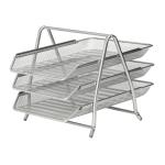 5 Star Office Mesh Letter Tray 3 Tier Scratch Resistant Stackable Front Load Portrait Foolscap Silver 288110