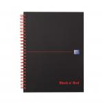 Black n Red Notebook Wirebound 90gsm Ruled Margin Perforated 140pp A5+ Matt Black Ref 100080192 [Pack 5] 293998