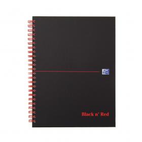 Black n Red Notebook Wirebound 90gsm Ruled Margin Perforated 140pp A5+ Matt Black Ref 100080192 Pack of 5 293998