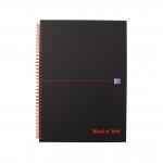 Black n Red Notebook Wirebound 90gsm Ruled and Perforated 140pp A4 Matt Black Ref 100080173 [Pack 5] 294003