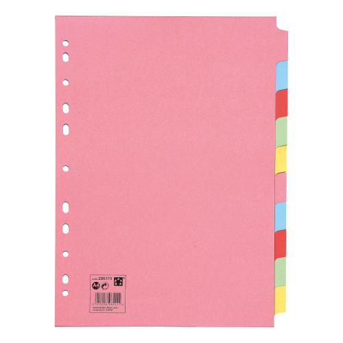 Cheap Stationery Supply of 5 Star Office Subject Dividers 10-Part Recycled Card Multipunched 155gsm A4 Assorted 295179 Office Statationery