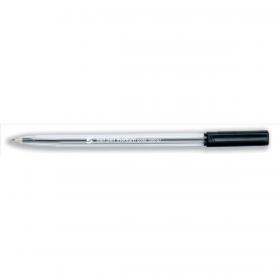 5 Star Office Ball Pen Clear Barrel Medium 1.0mm Tip 0.7mm Line Black Pack of 50 295187