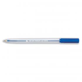 5 Star Office Ball Pen Clear Barrel Medium 1.0mm Tip 0.7mm Line Blue Pack of 50 295195