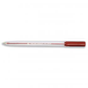 5 Star Office Ball Pen Clear Barrel Medium 1.0mm Tip 0.7mm Line Red Pack of 50 295209