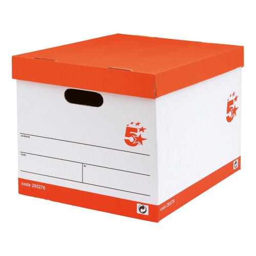 Cheap Stationery Supply of 5 Star Office FSC Storage Box with Lid Self-assembly W321xD392xH291mm Red & White Pack of 10 295276 Office Statationery
