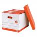 5 Star Office FSC Storage Box with Lid Self-assembly W321xD392xH291mm Red & White [Pack 10]