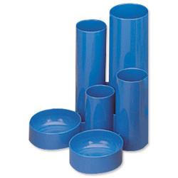 Cheap Stationery Supply of 5 Star Office Desk Tidy with 6 Compartment Tubes Blue Office Statationery