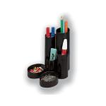 5 Star Office Desk Tidy with Variable Sized 6 Compartment Tubes Black 295861