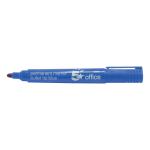 5 Star Office Permanent Marker Xylene/Toluene-free Smear proof Bullet Tip 2mm Line Blue [Pack 12] 296085