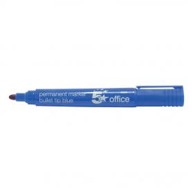 5 Star Office Permanent Marker Xylene/Toluene-free Smear proof Bullet Tip 2mm Line Blue Pack of 12 296085