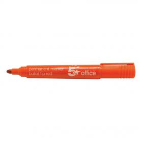 5 Star Office Permanent Marker Xylene/Toluene-free Smear proof Bullet Tip 2mm Line Red Pack of 12 296093