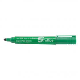 5 Star Office Permanent Marker Xylene/Toluene-free Smear proof Bullet Tip 2mm Line Green Pack of 12 296107
